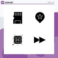 Modern Set of 4 Solid Glyphs and symbols such as card socket sd navigation next Editable Vector Design Elements