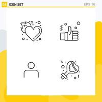 4 Creative Icons Modern Signs and Symbols of fire solution hot finger people Editable Vector Design Elements