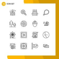 Set of 16 Modern UI Icons Symbols Signs for muslim pray find tasbih vessel Editable Vector Design Elements