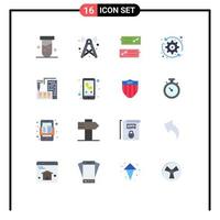 Modern Set of 16 Flat Colors Pictograph of system update refresh wifi arrows speech bubble Editable Pack of Creative Vector Design Elements