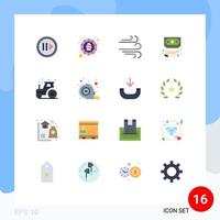 conjunto de 16 iconos modernos de la interfaz de usuario signos de símbolos para la dirección del servicio agrícola financiamiento privado paquete editable de elementos de diseño de vectores creativos