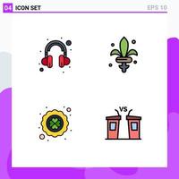 Modern Set of 4 Filledline Flat Colors Pictograph of headset leaf game mardi gras debate Editable Vector Design Elements