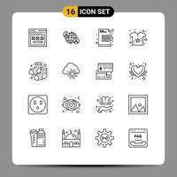 conjunto de 16 iconos de interfaz de usuario modernos signos de símbolos para el descifrado de borrado de internet de bebé flor elementos de diseño vectorial editables vector