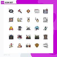 Set of 25 Modern UI Icons Symbols Signs for location memory light electronic component Editable Vector Design Elements