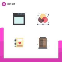 Set of 4 Commercial Flat Icons pack for app love creative graphic wedding Editable Vector Design Elements