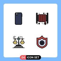 Group of 4 Modern Filledline Flat Colors Set for phone choice android emergency court Editable Vector Design Elements