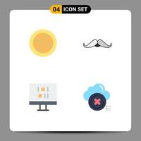 Set of 4 Commercial Flat Icons pack for food computer vegetable movember sync Editable Vector Design Elements