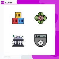 4 Filledline Flat Color concept for Websites Mobile and Apps box commercial transportation flower cam Editable Vector Design Elements