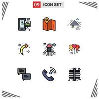 Set of 9 Modern UI Icons Symbols Signs for city back location arrow clouds Editable Vector Design Elements