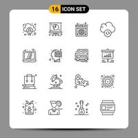 16 Thematic Vector Outlines and Editable Symbols of technology computer eye sync cloud Editable Vector Design Elements