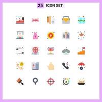 Mobile Interface Flat Color Set of 25 Pictograms of material box spring bag pencil Editable Vector Design Elements