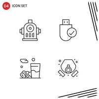 Universal Icon Symbols Group of 4 Modern Filledline Flat Colors of fire food computers hardware kareem Editable Vector Design Elements