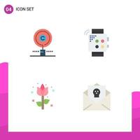 Group of 4 Flat Icons Signs and Symbols for content smartwatch owner watch easter Editable Vector Design Elements