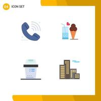 4 Universal Flat Icon Signs Symbols of call cone signal juice equipment Editable Vector Design Elements