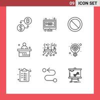 Modern Set of 9 Outlines and symbols such as heart study ban student desk Editable Vector Design Elements