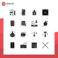 User Interface Pack of 16 Basic Solid Glyphs of ecg video service camera plant Editable Vector Design Elements