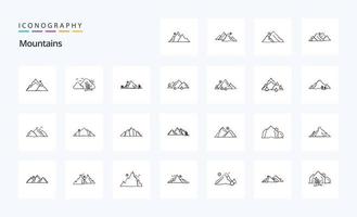 25 Mountains Line icon pack vector