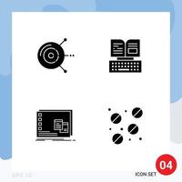 Pictogram Set of 4 Simple Solid Glyphs of computer mac hard drive disk book os Editable Vector Design Elements