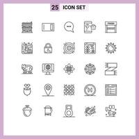 Set of 25 Modern UI Icons Symbols Signs for finish seo home ware report business Editable Vector Design Elements