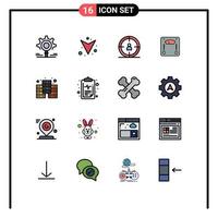 Modern Set of 16 Flat Color Filled Lines Pictograph of care economy target digital weighing Editable Creative Vector Design Elements