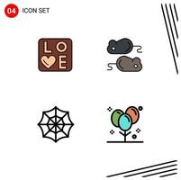 Group of 4 Filledline Flat Colors Signs and Symbols for sign spider wedding test balloons Editable Vector Design Elements