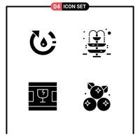 Set of 4 Vector Solid Glyphs on Grid for drop delivery nature water shapes Editable Vector Design Elements