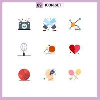 Set of 9 Modern UI Icons Symbols Signs for kitchen fast food disco light drink dna Editable Vector Design Elements