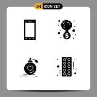 Modern Set of 4 Solid Glyphs Pictograph of devices marriage tablet investment perfume Editable Vector Design Elements