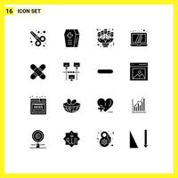 Set of 16 Modern UI Icons Symbols Signs for kit band love aid laptop Editable Vector Design Elements