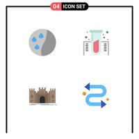 4 Universal Flat Icons Set for Web and Mobile Applications hair conditioning fort chemistry gas landmark Editable Vector Design Elements