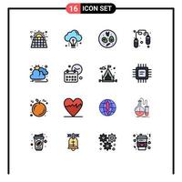 Set of 16 Modern UI Icons Symbols Signs for cloud jump rope bulb fitness drink Editable Creative Vector Design Elements