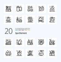 20 Spa Element Line icon Pack like aroma candle spa water hand spa hand vector