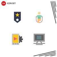 Group of 4 Flat Icons Signs and Symbols for circled skipping rank jump design Editable Vector Design Elements