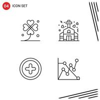 4 Creative Icons Modern Signs and Symbols of clover basic irish church ui Editable Vector Design Elements