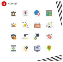 grupo de 16 signos y símbolos de colores planos para el diseño de papel web del sitio web paquete editable de elementos de diseño de vectores creativos