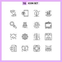 Mobile Interface Outline Set of 16 Pictograms of find india development holi plant Editable Vector Design Elements