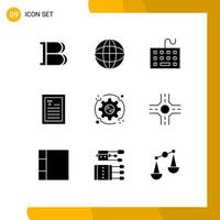 9 Thematic Vector Solid Glyphs and Editable Symbols of setting reader computer hands keyboard Editable Vector Design Elements