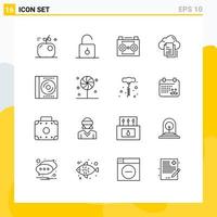 16 Creative Icons Modern Signs and Symbols of cloud files unlock data digital recording Editable Vector Design Elements