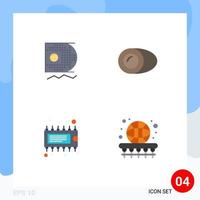 Editable Vector Line Pack of 4 Simple Flat Icons of data device mining food ic Editable Vector Design Elements