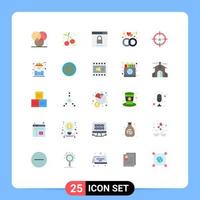 User Interface Pack of 25 Basic Flat Colors of business ring engine love security Editable Vector Design Elements