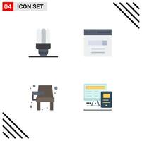 4 Universal Flat Icon Signs Symbols of energy saving desk communication search learning Editable Vector Design Elements