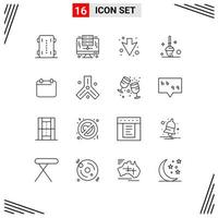 Outline Pack of 16 Universal Symbols of date calender server mop bucket Editable Vector Design Elements