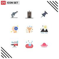 Pictogram Set of 9 Simple Flat Colors of management data marker business vision Editable Vector Design Elements