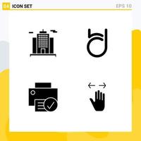 Group of 4 Modern Solid Glyphs Set for architecture devices bit deal crypto currency hardware Editable Vector Design Elements