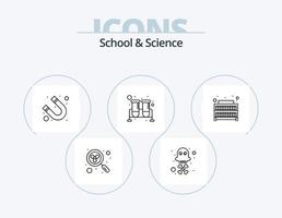 School And Science Line Icon Pack 5 Icon Design. geography. search. attraction. science. atom vector