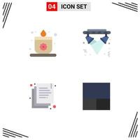 Pictogram Set of 4 Simple Flat Icons of candle documents disco electricity grid Editable Vector Design Elements