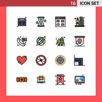 Set of 16 Modern UI Icons Symbols Signs for medical call grid space rocket Editable Creative Vector Design Elements