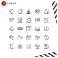 Mobile Interface Line Set of 25 Pictograms of baby home launch real estate publish Editable Vector Design Elements