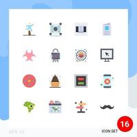 16 iconos creativos signos y símbolos modernos de datos de identificación de viaje tabla de globo paquete editable de elementos de diseño de vectores creativos