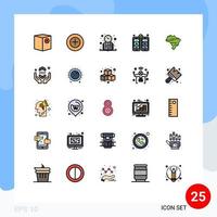 Group of 25 Filled line Flat Colors Signs and Symbols for map mobile book web design study time Editable Vector Design Elements